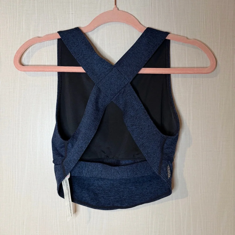 Free People Movement Heathered Blue Halo Crossback Crop Top Sports Bra XS